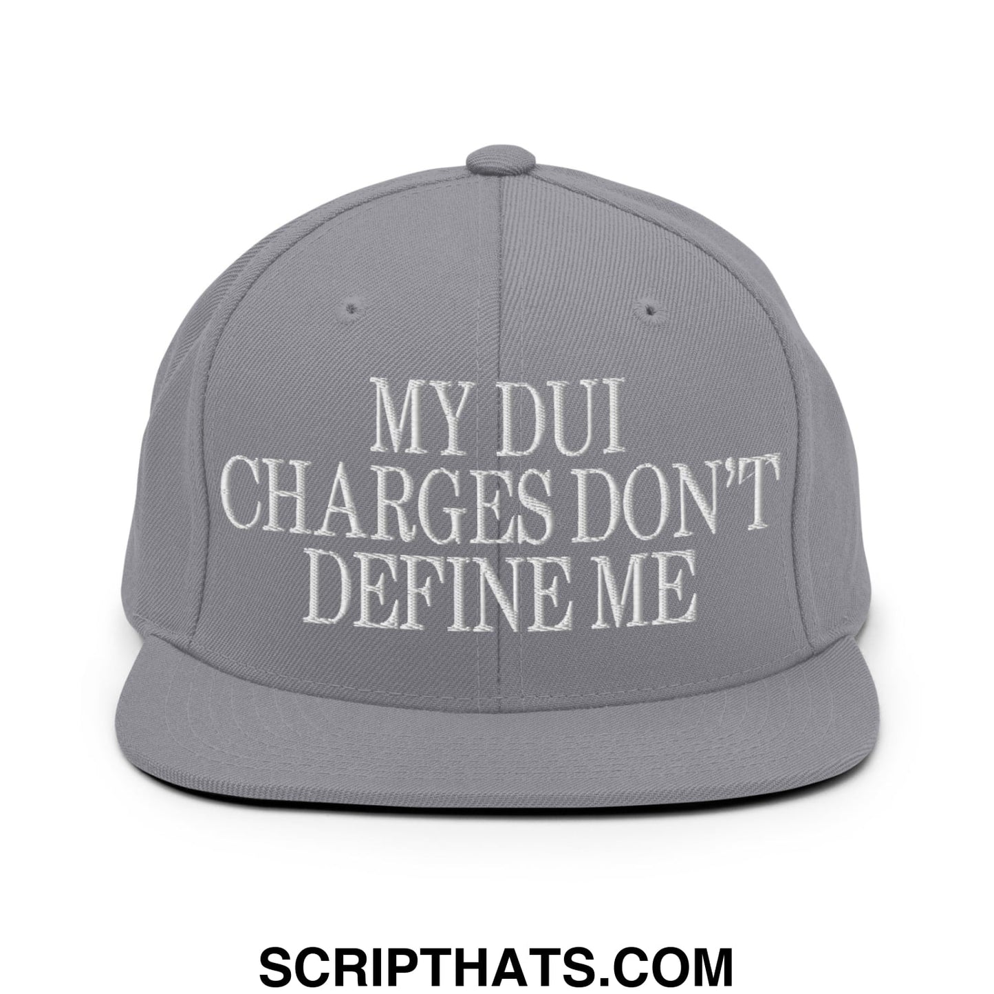 My DUI Charges Don't Define Me Embroidered Flat Bill Brim Snapback Hat Silver