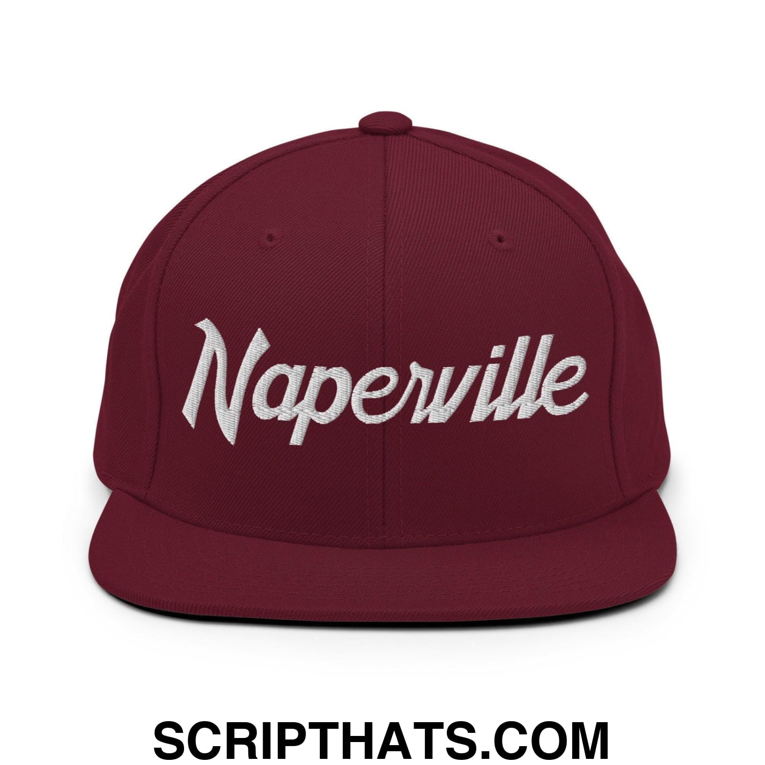 Naperville Script Snapback Hat Maroon