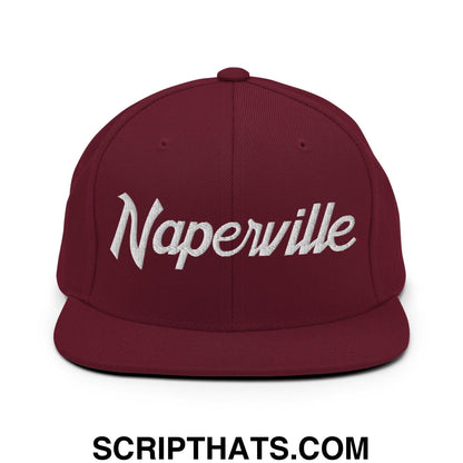 Naperville Script Snapback Hat Maroon