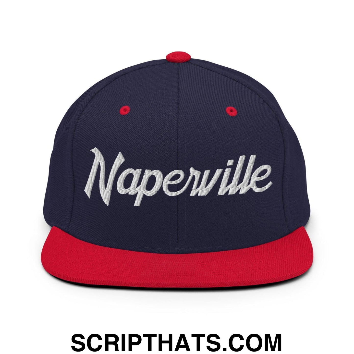 Naperville Script Snapback Hat Navy Red