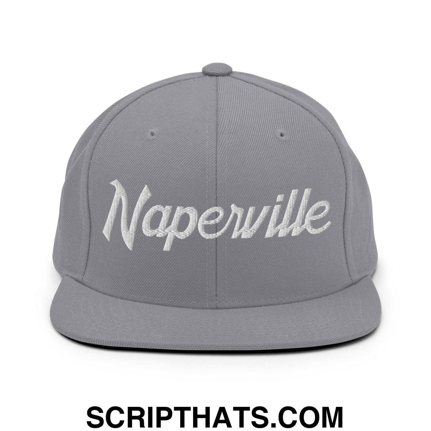 Naperville Script Snapback Hat Silver