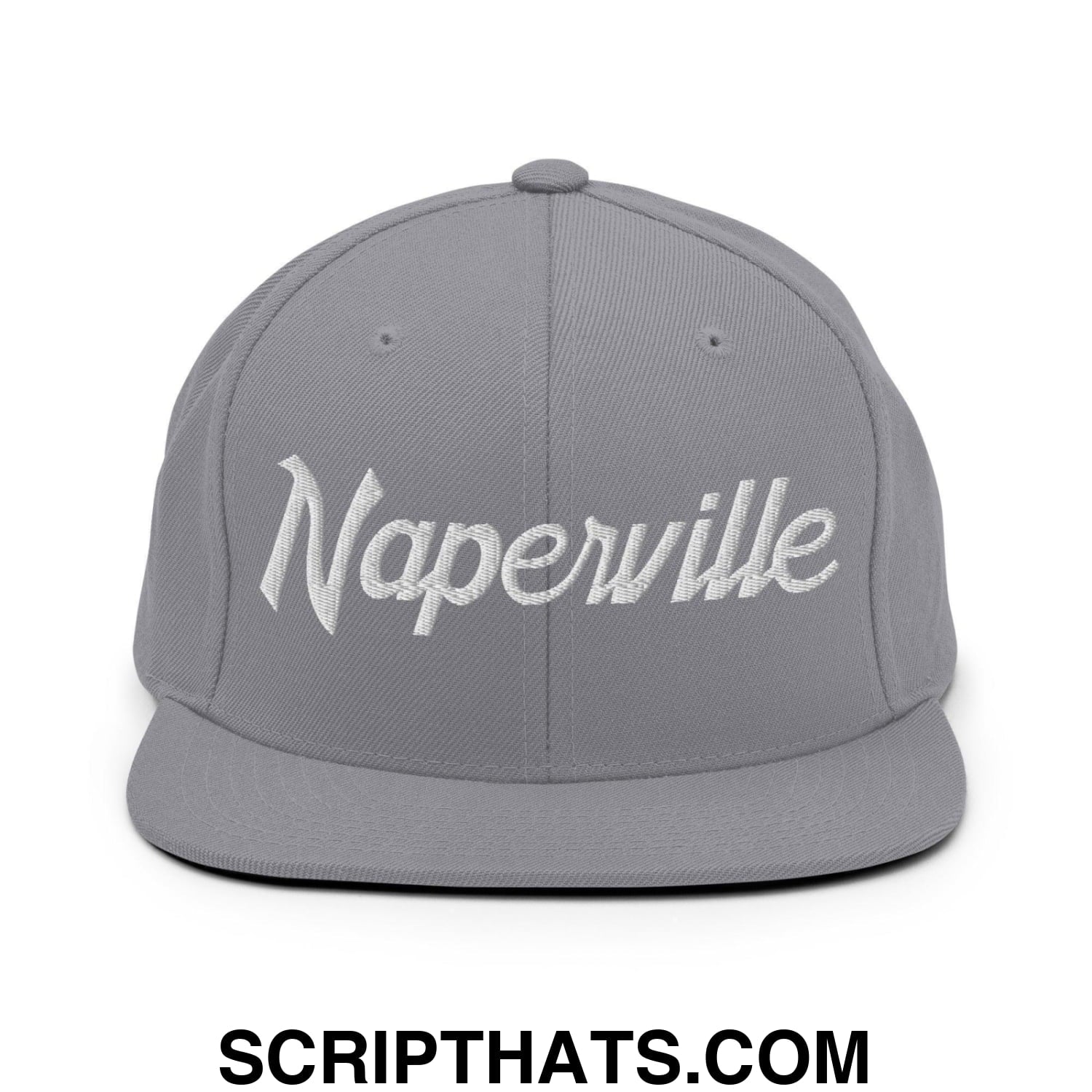 Naperville Script Snapback Hat Silver
