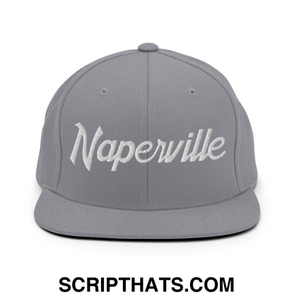 Naperville Script Snapback Hat Silver