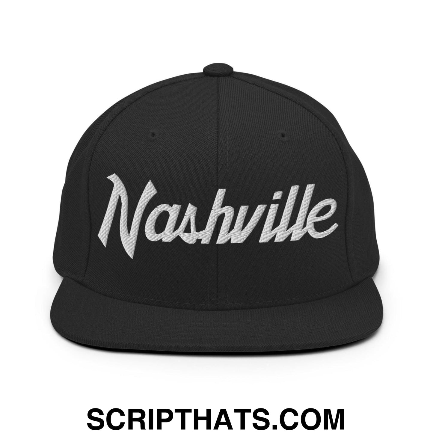 Nashville Script Snapback Hat Black