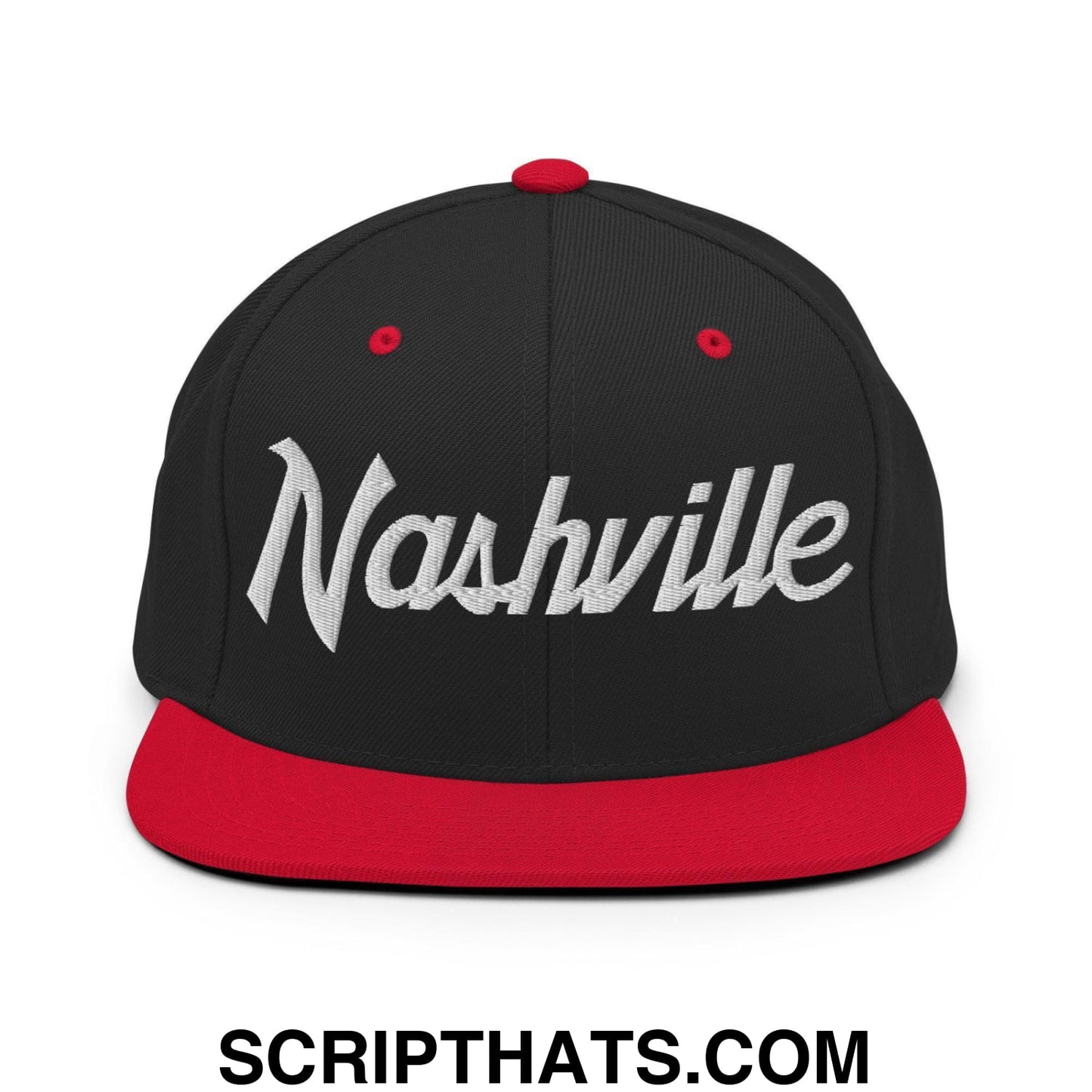 Nashville Script Snapback Hat Black Red