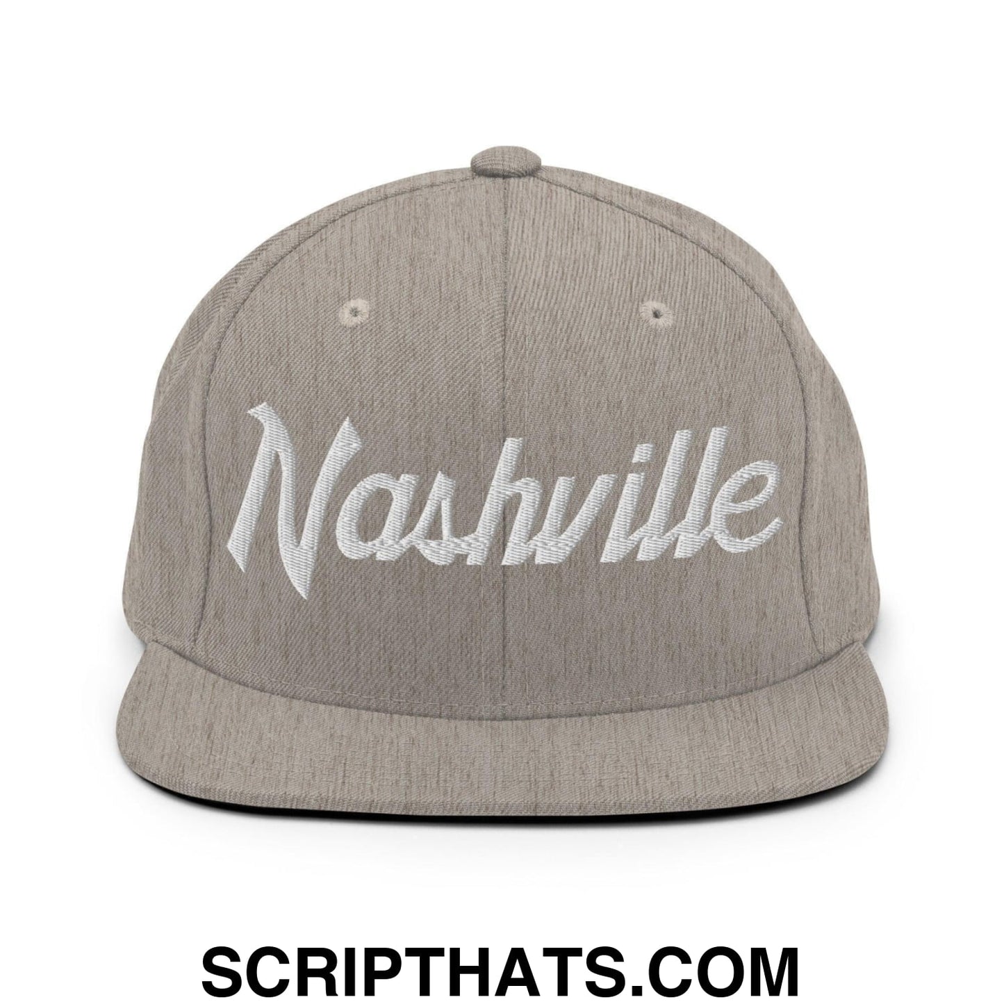 Nashville Script Snapback Hat Heather Grey