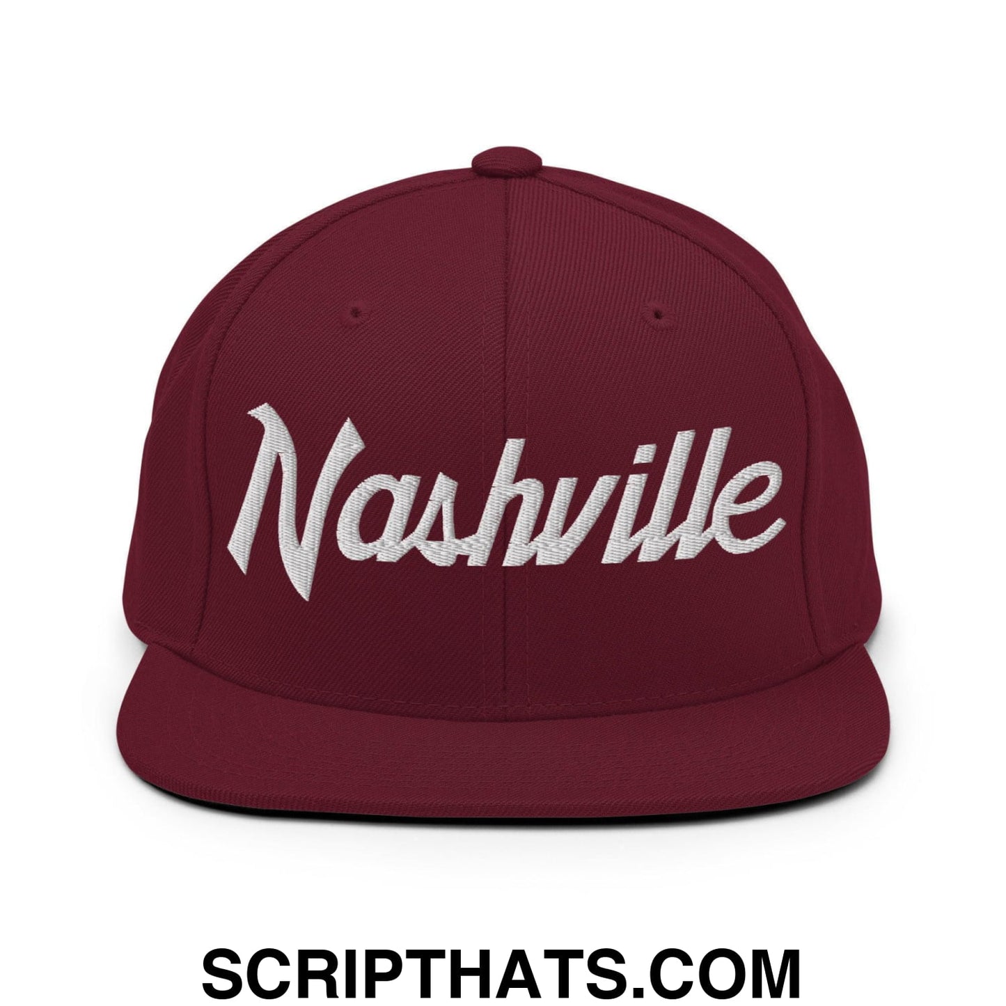 Nashville Script Snapback Hat Maroon