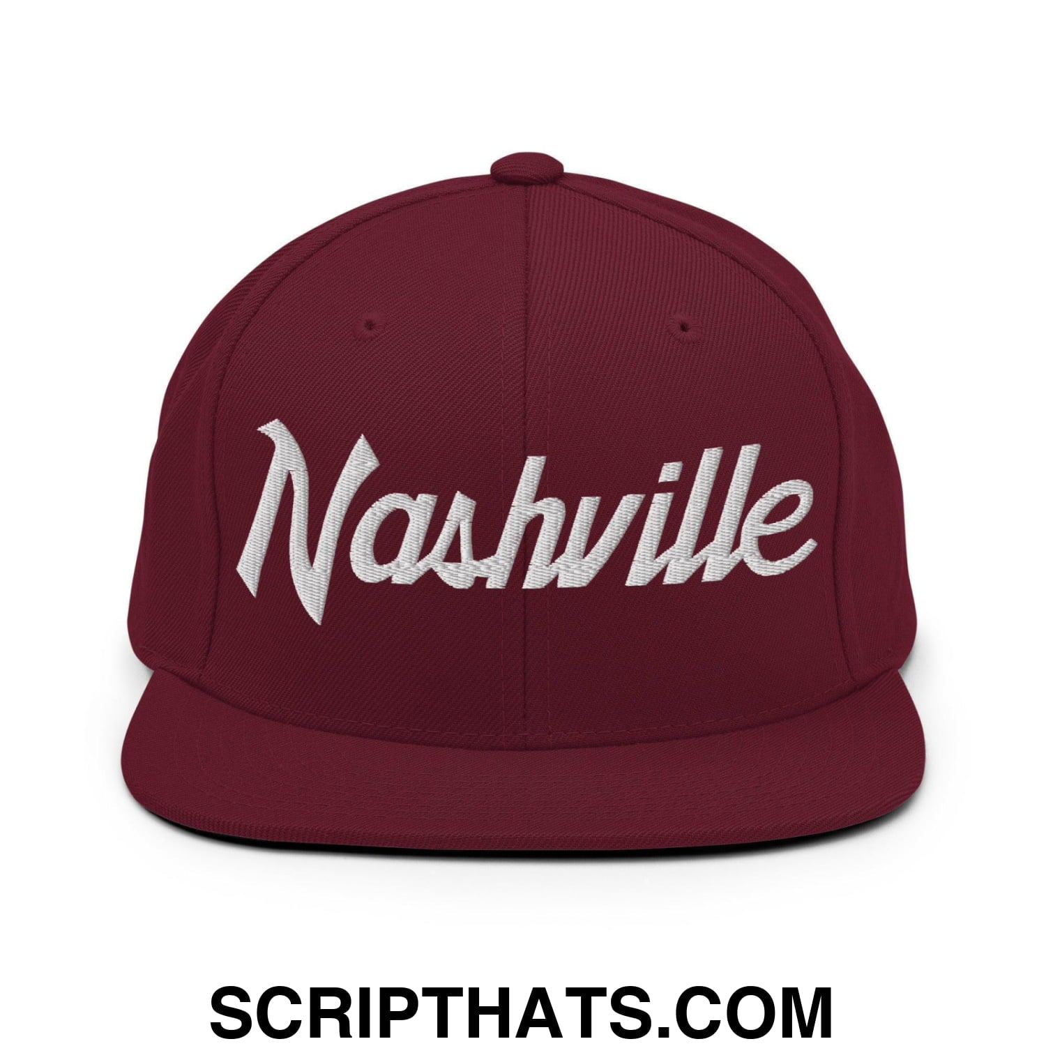 Nashville Script Snapback Hat Maroon