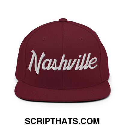 Nashville Script Snapback Hat Maroon