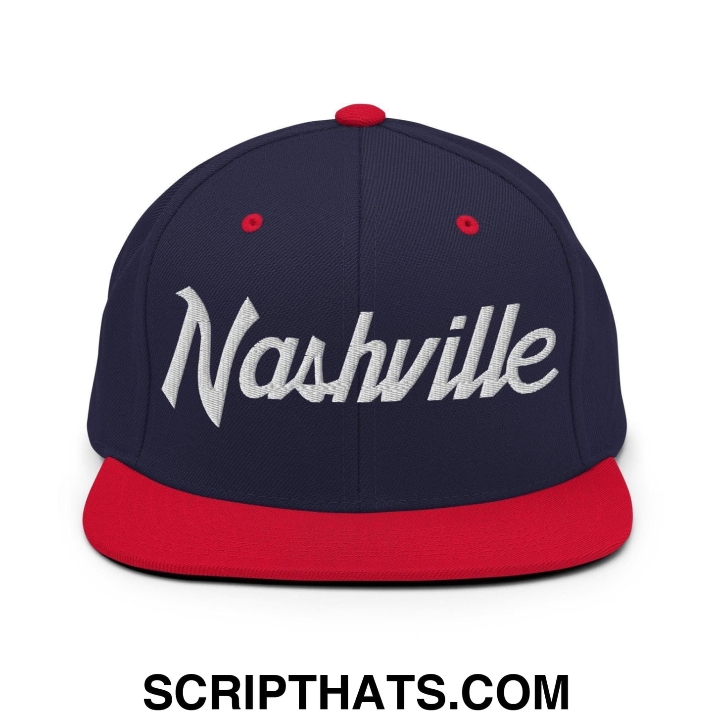 Nashville Script Snapback Hat Navy Red