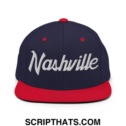 Nashville Script Snapback Hat Navy Red