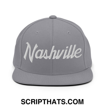 Nashville Script Snapback Hat Silver