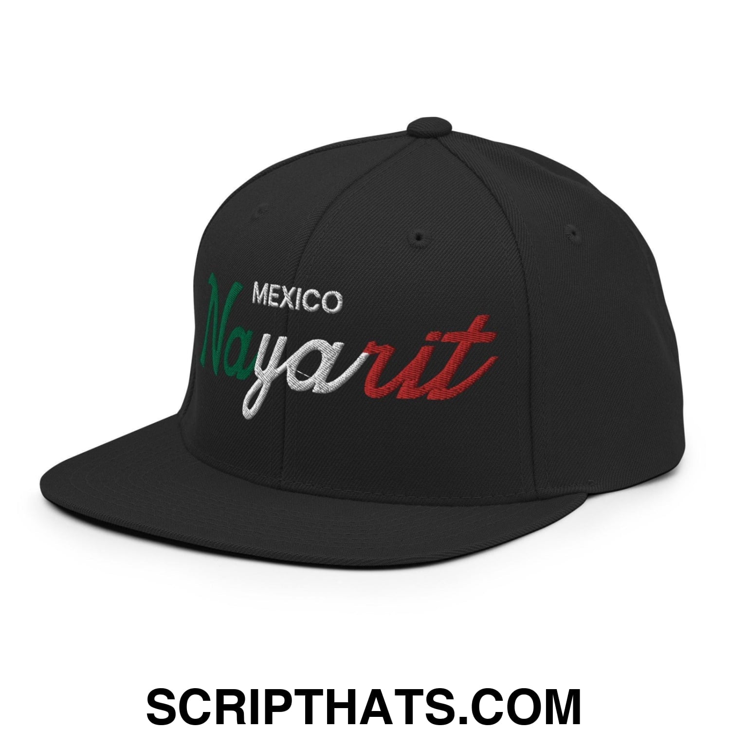 Nayarit Mexico Vintage Sports Script Snapback Hat Black