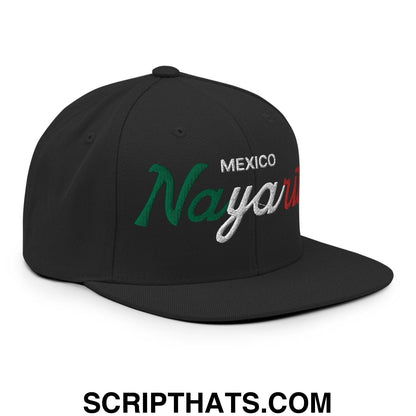 Nayarit Mexico Vintage Sports Script Snapback Hat Black