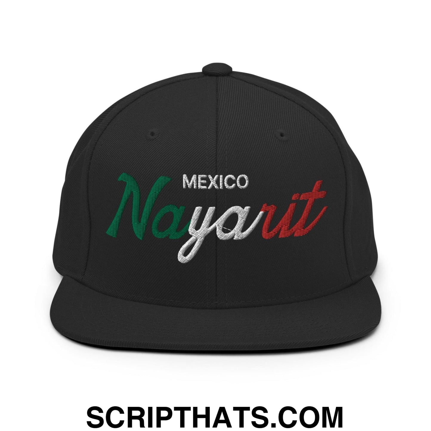 Nayarit Mexico Vintage Sports Script Snapback Hat Black