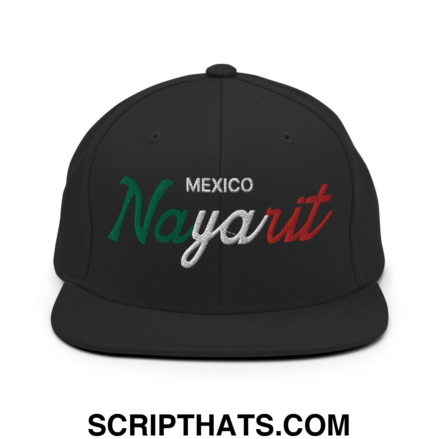 Nayarit Mexico Vintage Sports Script Snapback Hat Black