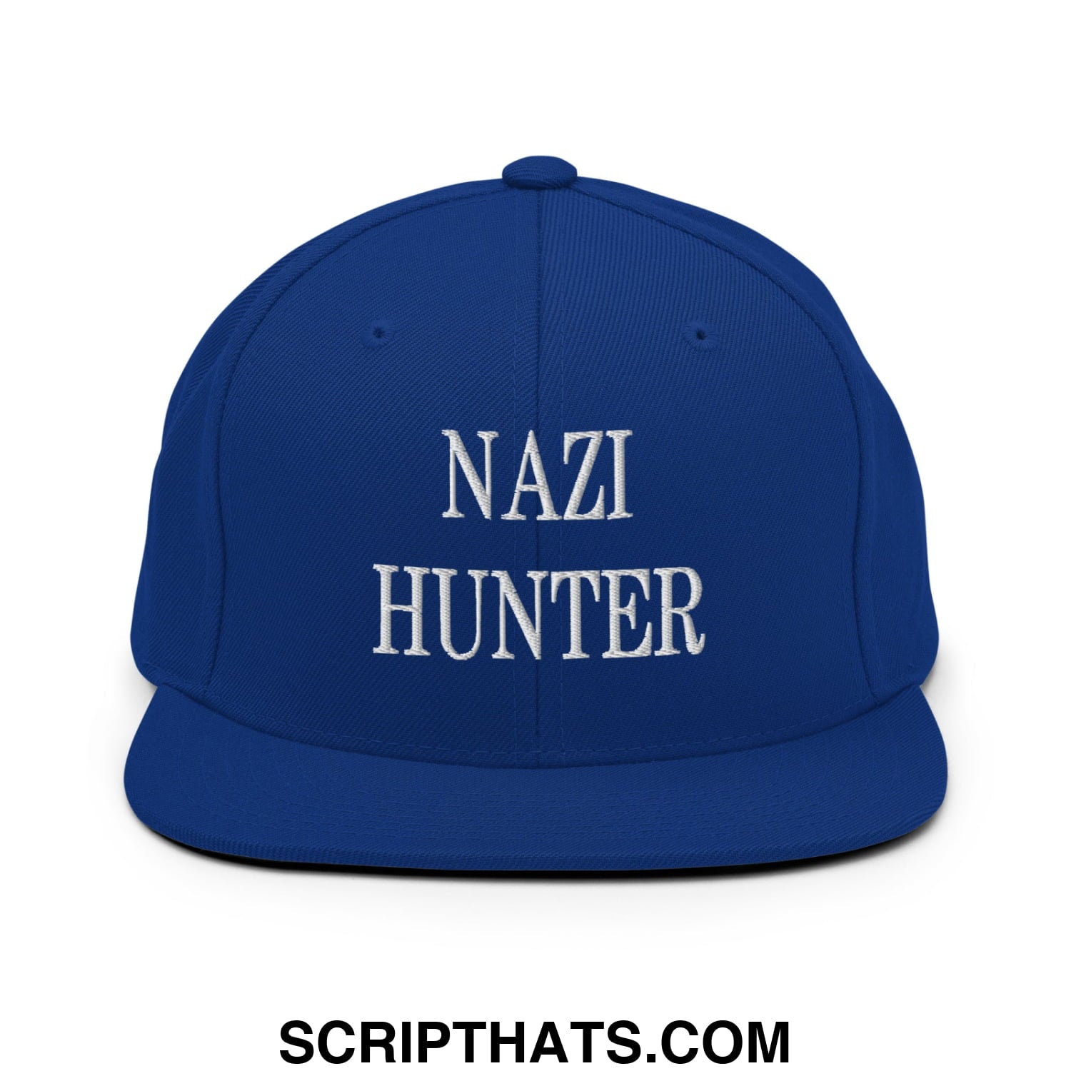 Nazi Hunter Embroidered Flat Bill Brim Snapback Hat Royal Blue