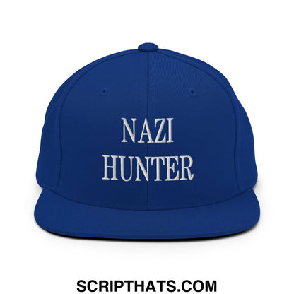 Nazi Hunter Embroidered Flat Bill Brim Snapback Hat Royal Blue