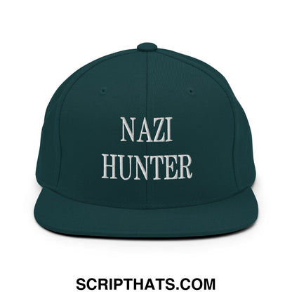 Nazi Hunter Embroidered Flat Bill Brim Snapback Hat Spruce