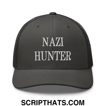 Nazi Hunter Embroidered Mesh Trucker Hat Charcoal