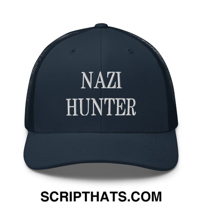 Nazi Hunter Embroidered Mesh Trucker Hat Navy