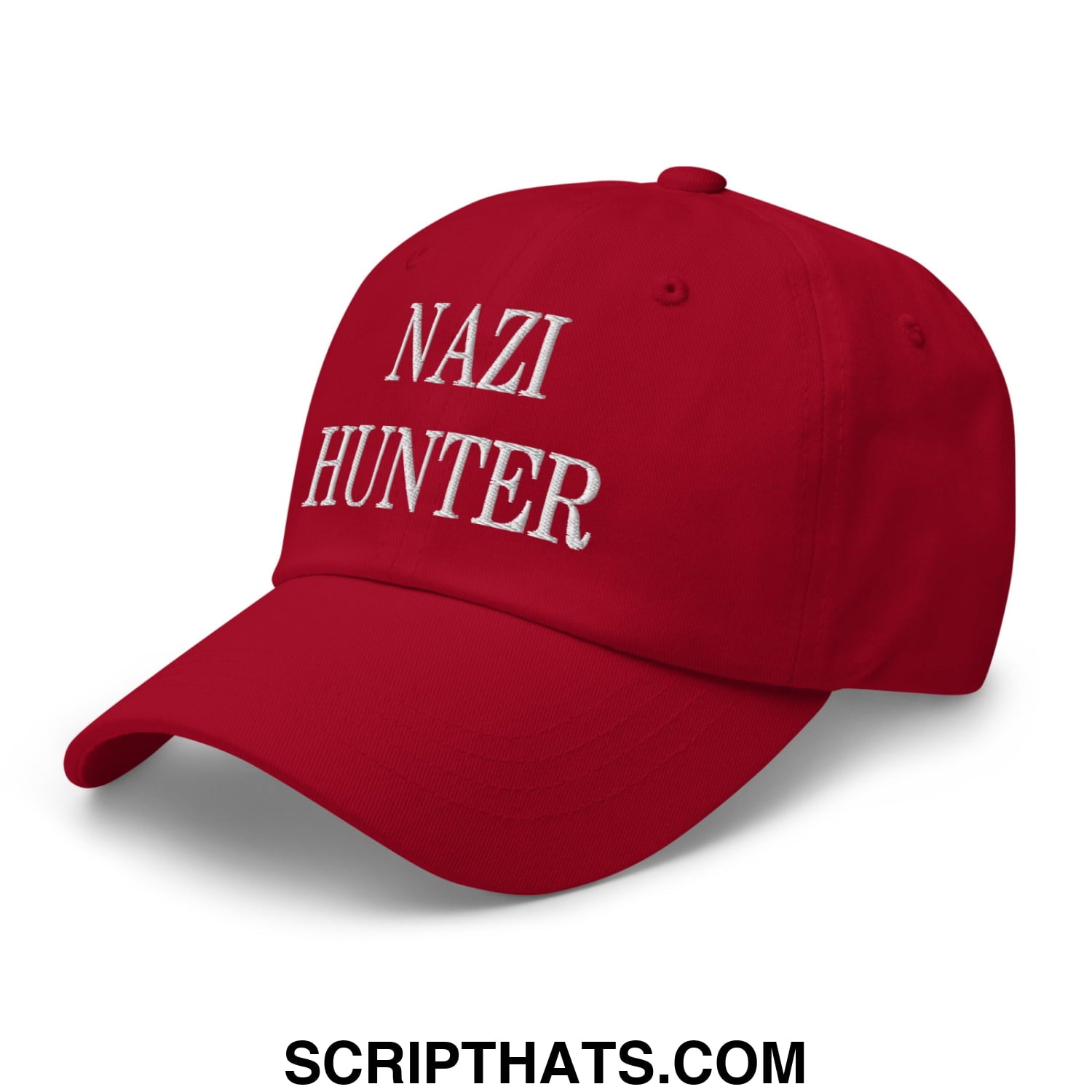 Nazi Hunter Embroidered Unstructured Dad Hat Cranberry