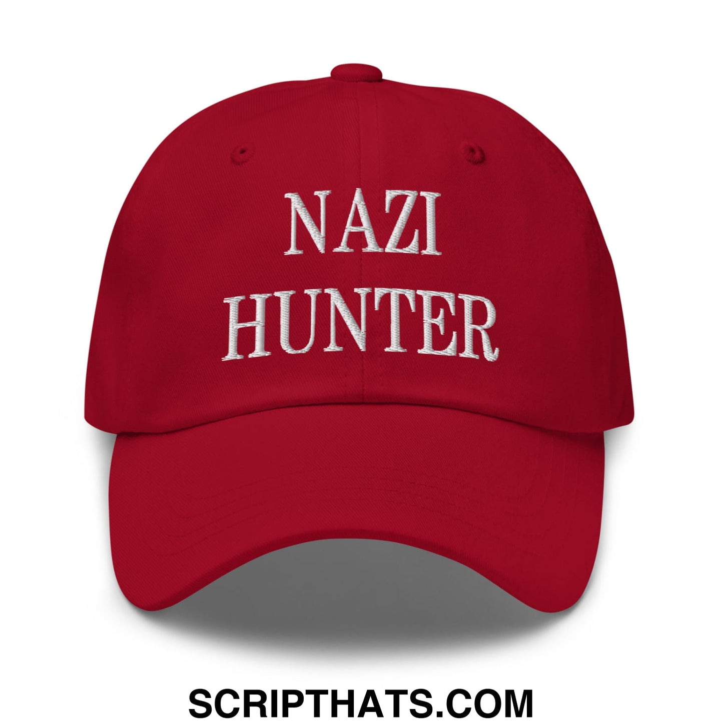 Nazi Hunter Embroidered Unstructured Dad Hat Cranberry