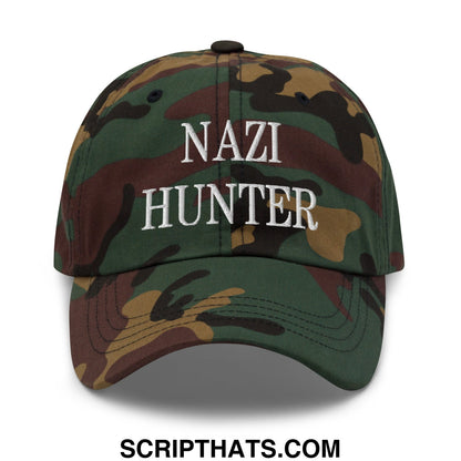 Nazi Hunter Embroidered Unstructured Dad Hat Green Camo