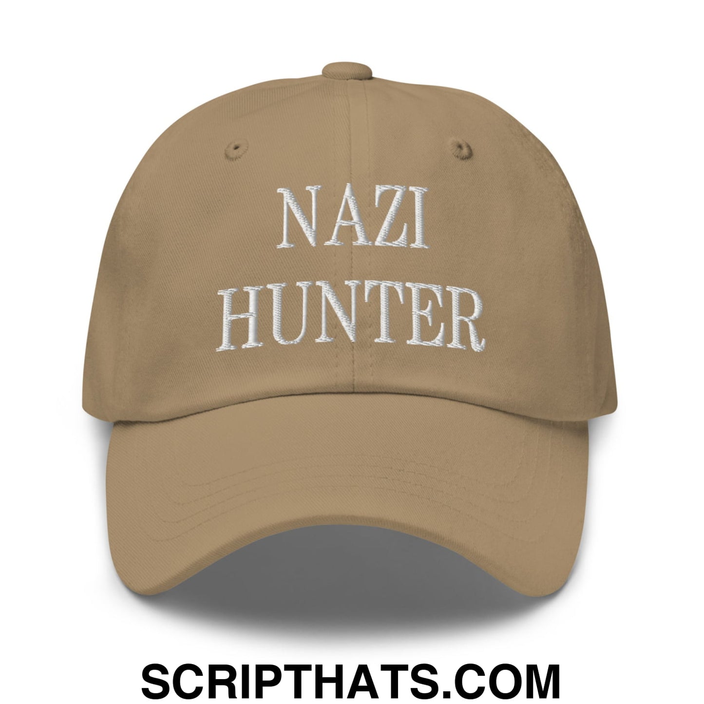 Nazi Hunter Embroidered Unstructured Dad Hat Khaki