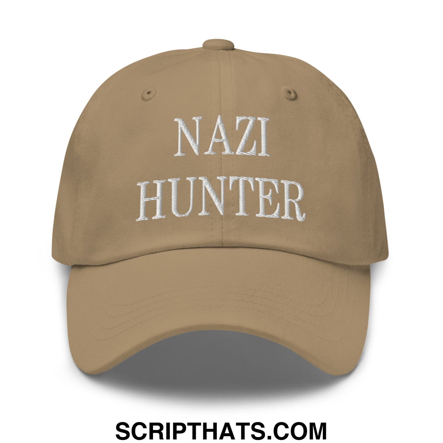Nazi Hunter Embroidered Unstructured Dad Hat Khaki