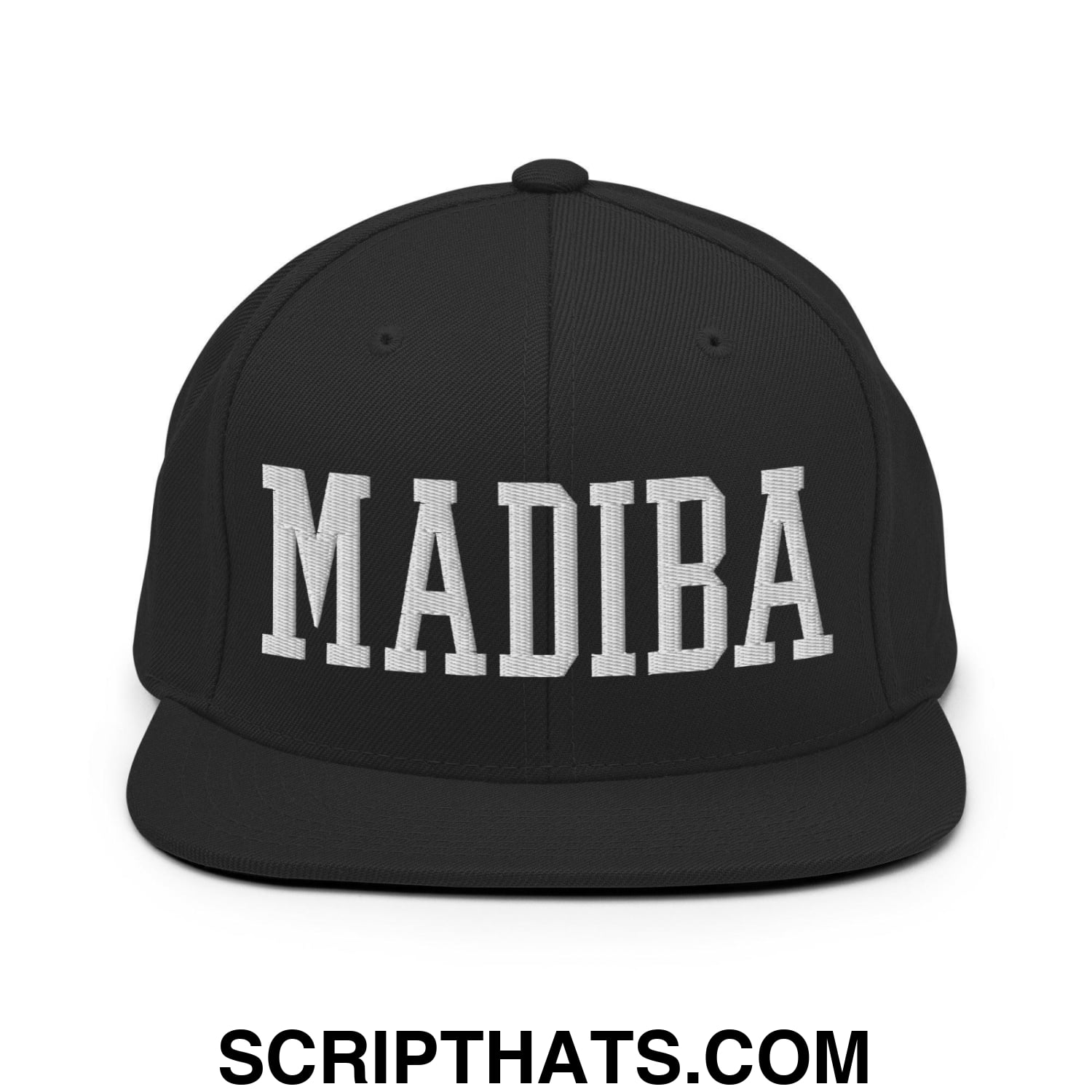 Nelson Mandela Madiba Block Embroidered Flat Bill Brim Snapback Hat Black