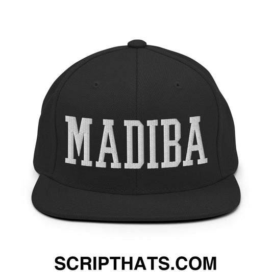 Nelson Mandela Madiba Block Embroidered Flat Bill Brim Snapback Hat Black
