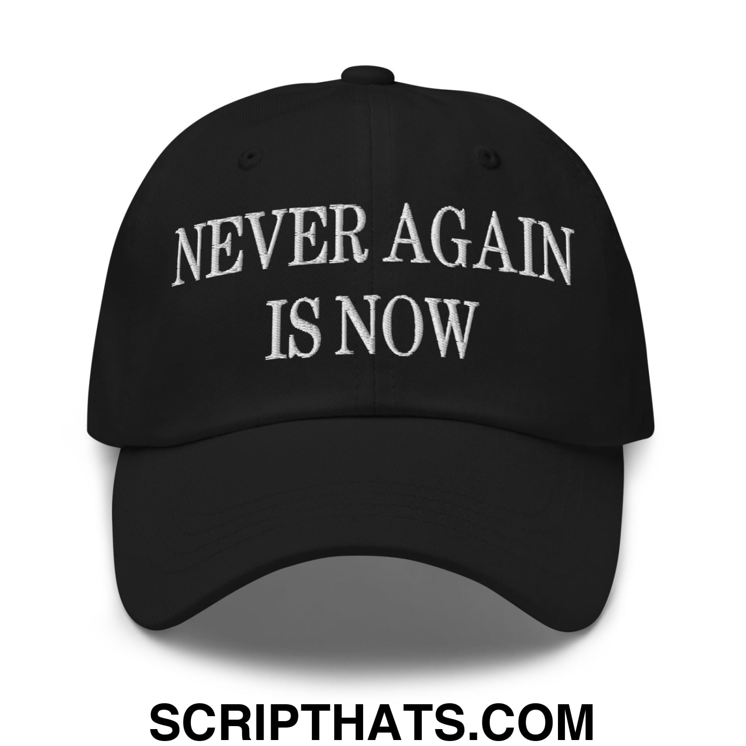 Never Again is Now Embroidered Unstructured Dad Hat Black