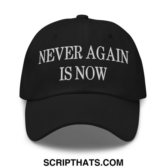 Never Again is Now Embroidered Unstructured Dad Hat Black