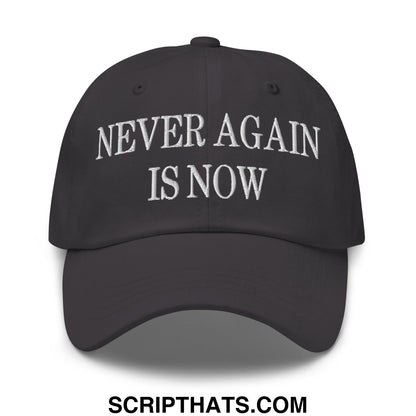 Never Again is Now Embroidered Unstructured Dad Hat Dark Grey