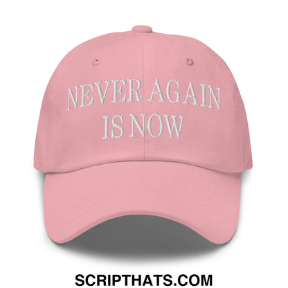 Never Again is Now Embroidered Unstructured Dad Hat Pink