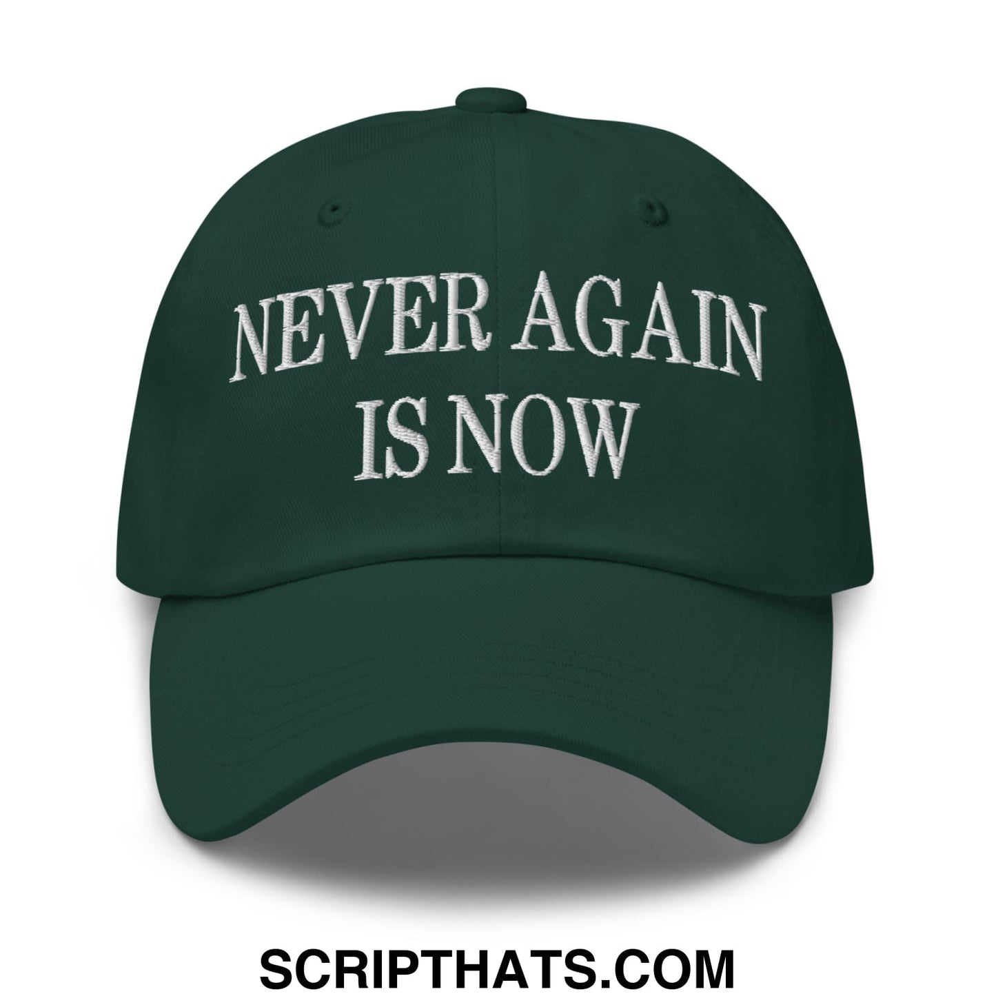 Never Again is Now Embroidered Unstructured Dad Hat Spruce