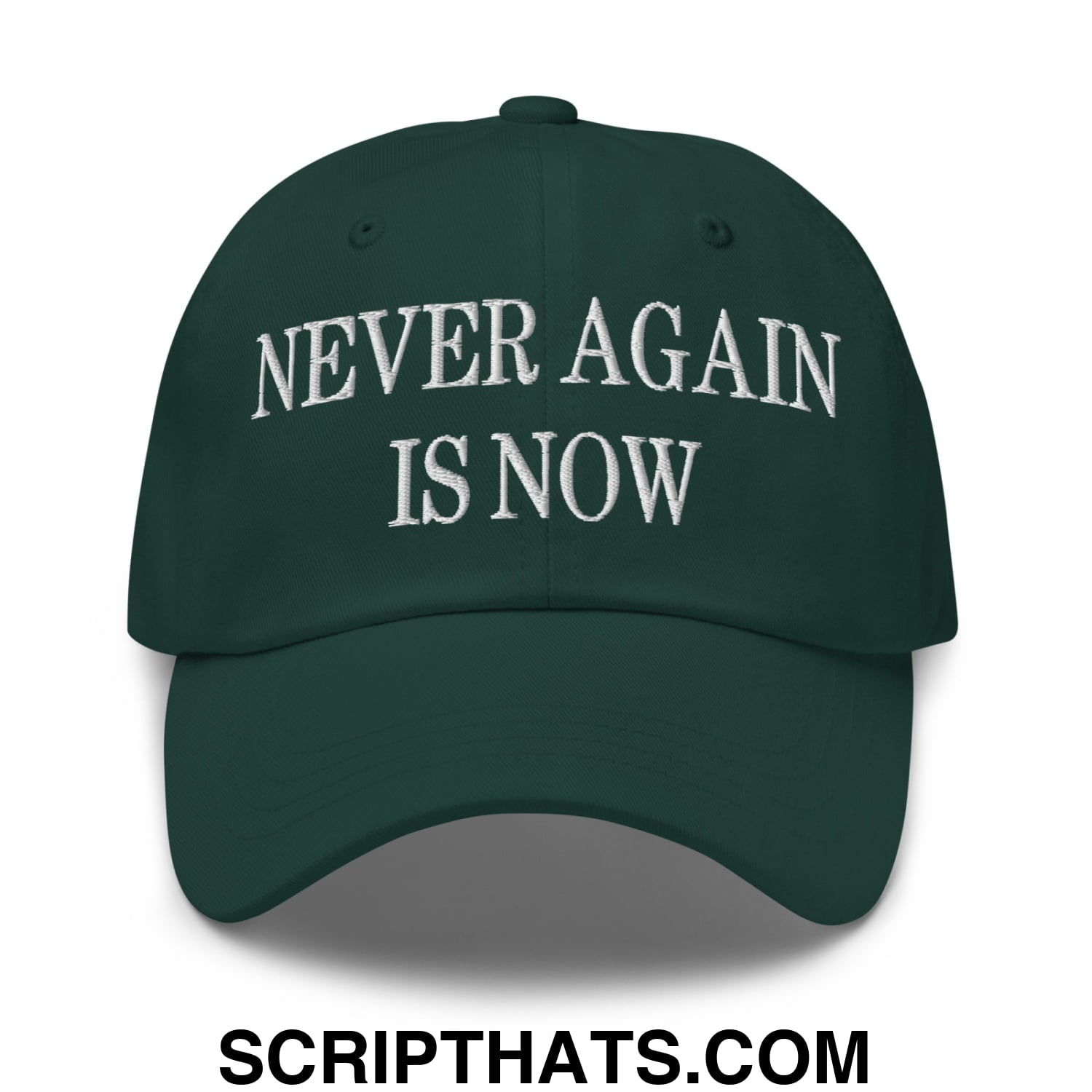 Never Again is Now Embroidered Unstructured Dad Hat Spruce