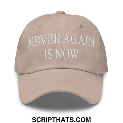Never Again is Now Embroidered Unstructured Dad Hat Stone