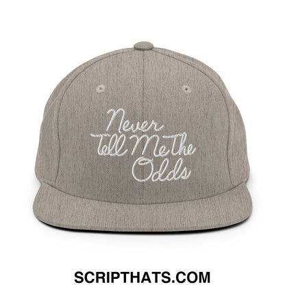 Never Tell Me The Odds Embroidered Flat Bill Brim Snapback Hat Heather Grey