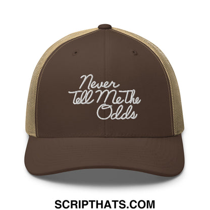 Never Tell Me The Odds Embroidered Mesh Trucker Hat Brown Khaki