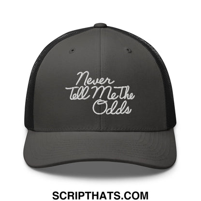 Never Tell Me The Odds Embroidered Mesh Trucker Hat Charcoal Black