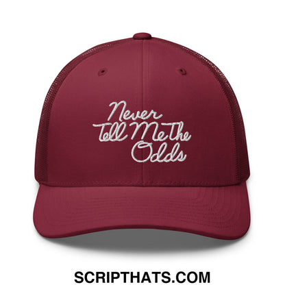 Never Tell Me The Odds Embroidered Mesh Trucker Hat Cranberry