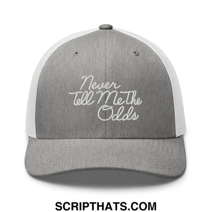Never Tell Me The Odds Embroidered Mesh Trucker Hat Heather Grey White