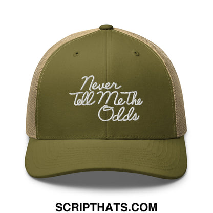 Never Tell Me The Odds Embroidered Mesh Trucker Hat Moss Khaki
