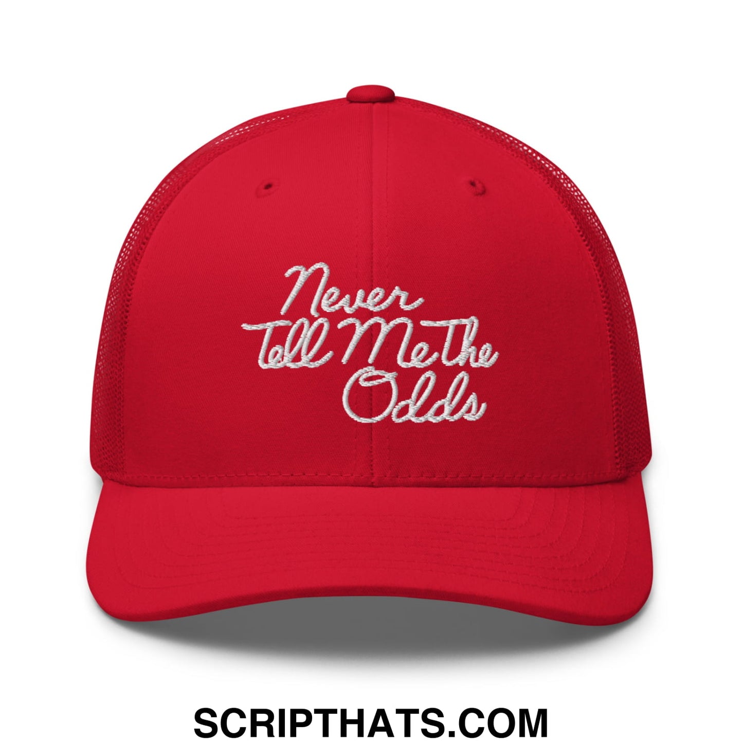 Never Tell Me The Odds Embroidered Mesh Trucker Hat Red