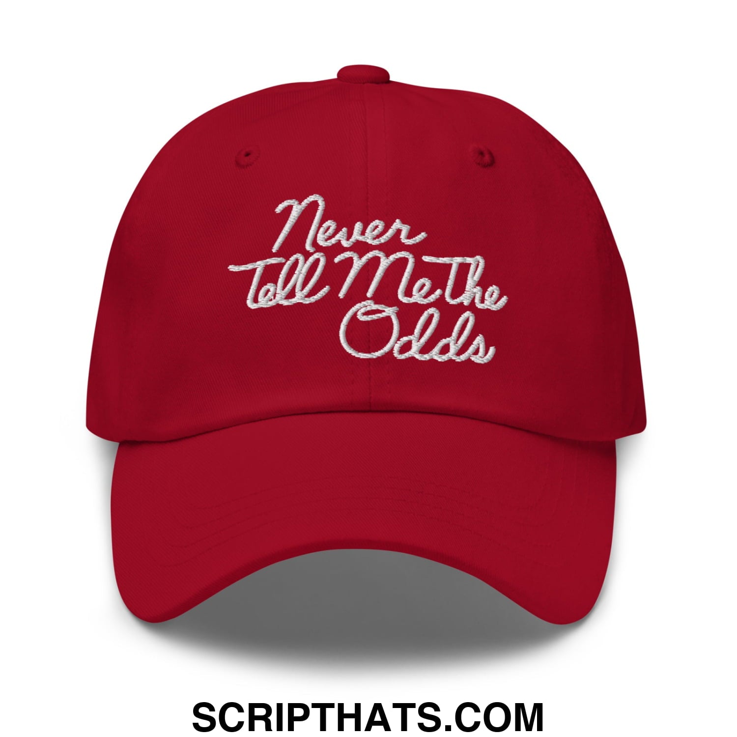 Never Tell Me The Odds Embroidered Unstructured Dad Hat Cranberry