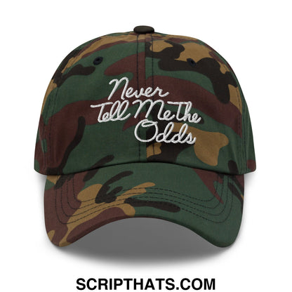 Never Tell Me The Odds Embroidered Unstructured Dad Hat Green Camo