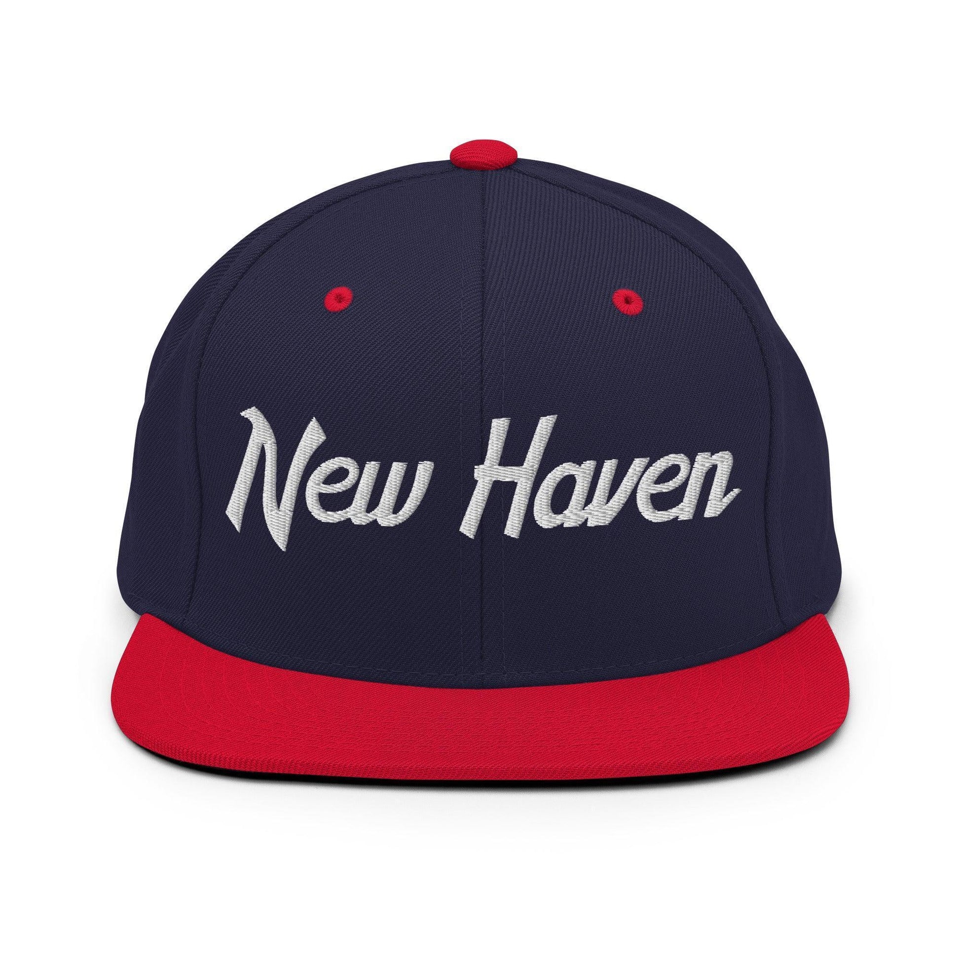 New Haven Script Snapback Hat Navy/ Red