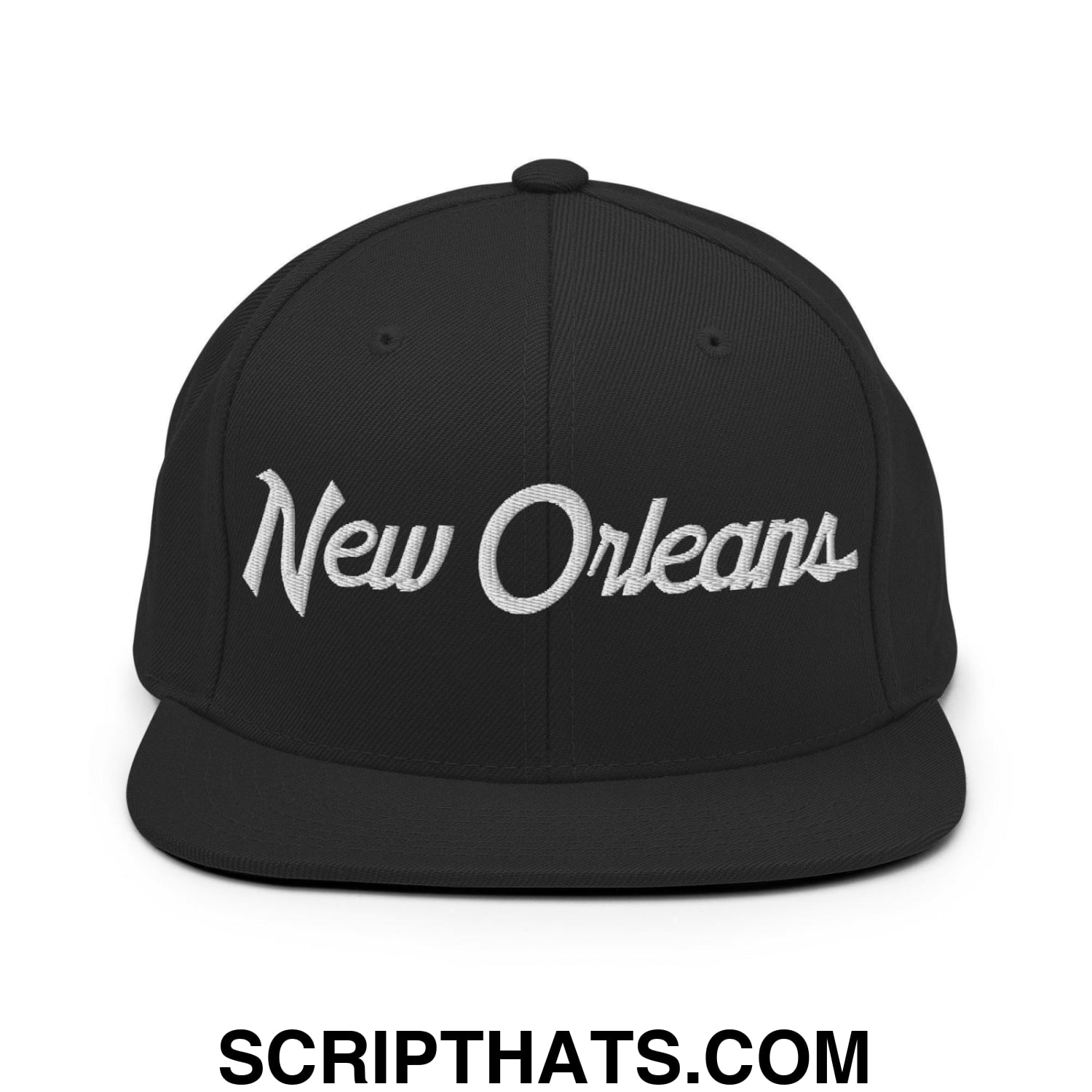 New Orleans Script Snapback Hat Black